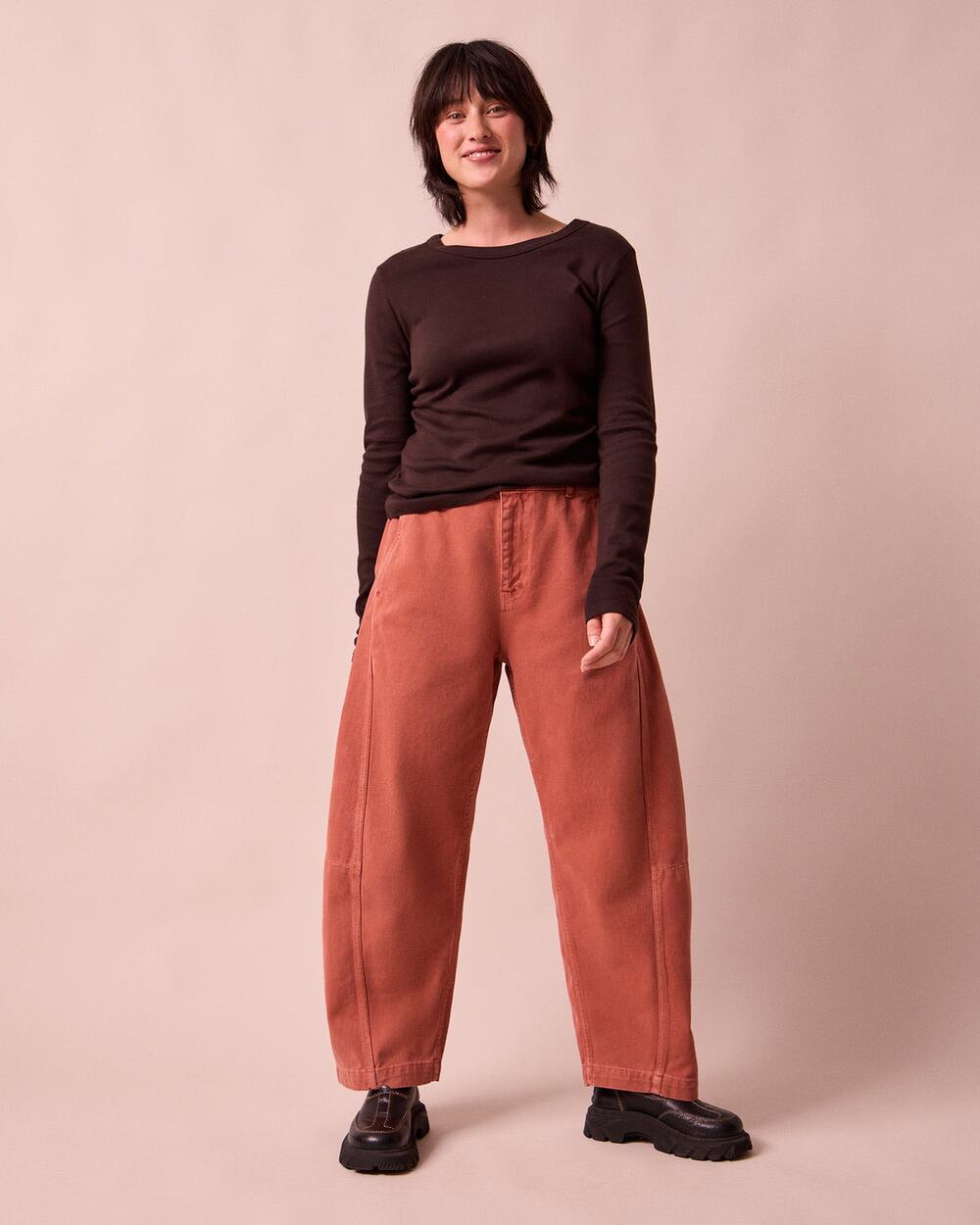 NWT Beyond Nine TORI DENIM JEANS Barrel Size Medium Clay Pumpkin Orange Lagen